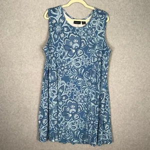 Cynthia Rowley Dress Womens 3X Blue Shift Flowy Tropical Pockets Resort Loose - Picture 1 of 10