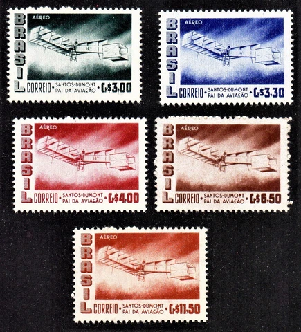 Brazil Stamps 1956 Aviation. Santos Dumont. 14 bis. Set MNH Cover