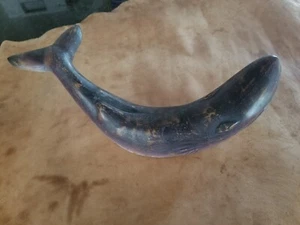 Vintage Hand-Carved Wooden BLUE WHALE Sculpture Art Statue 16.5" Sailing Ocean - Picture 1 of 7