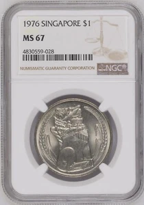 1976 Singapore $1 NGC MS67 Top Finest - Picture 1 of 2