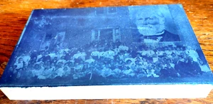 Letterpress Printing Block Cut Stamp People Victorian Clothes Reunion Wood Metal - Picture 1 of 4