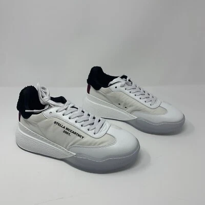 Stella McCartney петля шнурует вверх кроссовки обувь женщин 36 белый/черный кожаный S0452 - Изображение 1 из 4