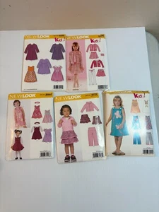 Lot 5 Uncut Little Girls Kids! New Look Dress Blouse Skirt Pants Patterns Size A - Picture 1 of 4