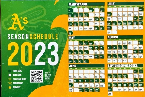 2023 Oakland A's Athletics - Magnet Game Schedule -  SGA Cover