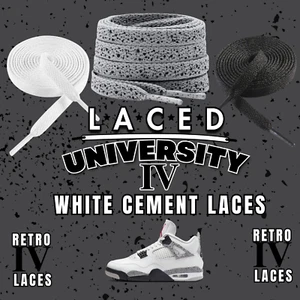Retro 4 White Cement Laces Spotted Splatter Cement replacement-Retro 4 Shoe Lace - Picture 1 of 17