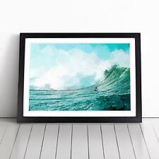 Surfing A Wave In Abstract Seascape Nature Wall Art Print Framed Canvas Picture