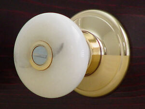 Genuine Marble Knob Lockset w/Gold/Chrome Finished fit interior/exterior door