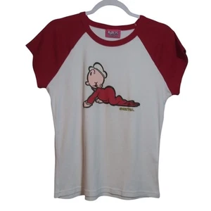 Vintage Popeye Graphic Tee in Red and White Baby Sweet Pea Size L - Picture 1 of 7