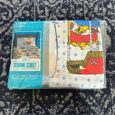 Sesame Street | Vintage Twin Flat Sheet New in Package JC Penny 80s Kids Bedding - Image 1 of 4
