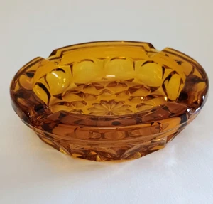 Vintage Anchor Hocking Glas Aschenbecher Bernstein Fairfield Starburst Design schwer 6" - Bild 1 von 8