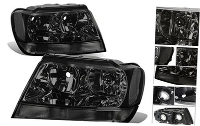 Conjunto de faros transparentes ahumados de repuesto para Jeep Grand Cherokee 1999-2004 Foto 1 de 4
