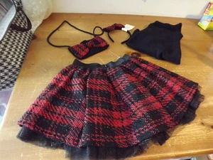 NEW 4PC CYNTHIA ROWLEY sweater skirt purse headband RED & BLACK TWEED SZ 7-8 NWT - Picture 1 of 20