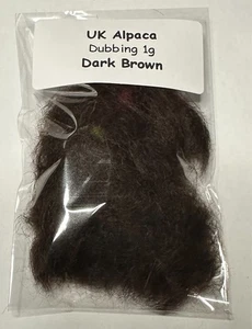 UK Alpaca Fly Tying Dubbing Natural Material x1g | DARK BROWN - Picture 1 of 1