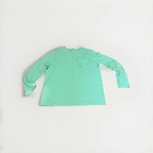 Old Navy Girls Softest Long Sleeve T-Shirt Heart Pocket White Mint M-8 - Picture 1 of 4