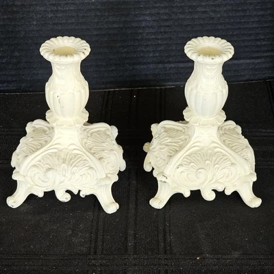 Portavelas de metal Shabby Chic rústico blanco roto Foto 1 de 4