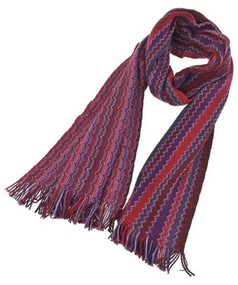 Bufanda Missoni 170cm 66′′ 45cm 17′′ rectangular lana acrílico zigzag rojo púrpura Foto 1 de 3