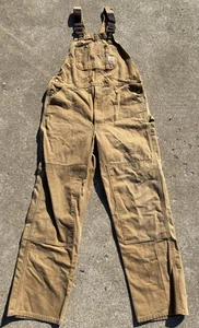Carhartt Duck Canvas Bib Overalls Brown Workwear Carpenter Utility USA - Picture 1 of 14