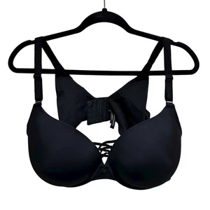 Torrid Curve Size 46D Black Full Coverage Boost Plunge Bra Flattering - Picture 1 of 5