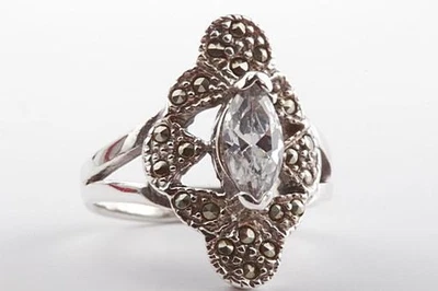 Kristall Markesiten Ring 925 er Sterling Silber Größe 54 Top! - - Bild 1 von 4