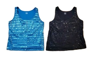 Lane Bryant Sleeveless Tank Tops Womens Plus Size 18/20 Sequins Stripes Lot of 2 - Picture 1 of 9