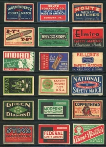 ESTADOS UNIDOS, ¡LOTE DE 18 ETIQUETAS PUBLICITARIAS VINTAGE MATCHBOX!! XX16 - Imagen 1 de 1