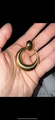 BONITOS Pendientes Italia Milor Oro Amarillo 14k Gruesos Lisos Rellenos de Resina ~7/8" Foto 1 de 2