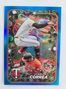 2024 Topps Holiday BLUE METALLIC GLITTER H63 Carlos Correa, Minnesota Twins - Picture 1 of 2