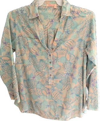  FRESH PRODUCE 中号海潮 VOILE 衬衫 轻质 棉壳 - 蓝绿色 — 第 1/4 张图片