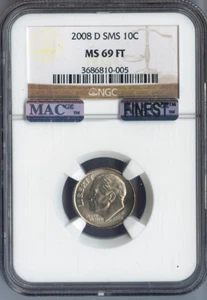 2008-D Roosevelt Dime NGC MS69 FT SMS MAC Quality - Picture 1 of 2