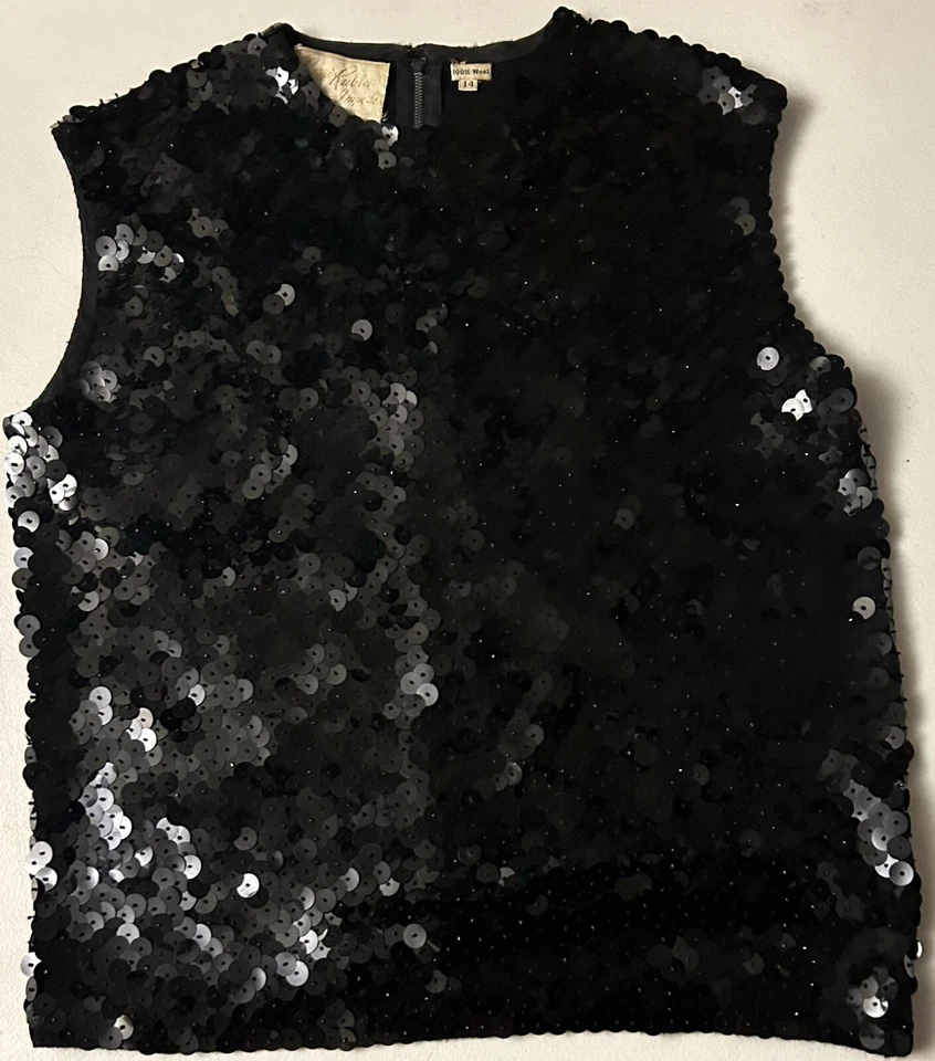Vintage Fashion 1960's Mod Sequined Top Anne Rubin Imports - I Magnin & Co Sz 14 - Image 1 of 4