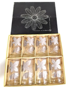 Hostess Styled By Libbey 12 Oz 8 Silver Frosted Foliage Glassware Vintage Box - Picture 1 of 16