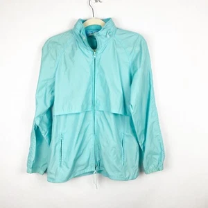 Vintage Woolrich Teton Womens Windbreaker Rain Jacket Size Small Blue Hooded - Picture 1 of 9