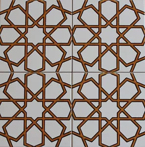 16"x16" (40cmx40cm) Iznik erhaben senf & weiß geometrisches Muster Keramikfliese - Bild 1 von 2