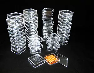 Scatole portaoggetti 2 da 2 pollici quadrate trasparenti acriliche perline/gemme 50 quantità - Foto 1 di 1