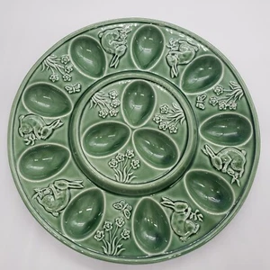 Bordallo Pinheiro Portugal Green Rabbit Bunny Large Deviled Egg Easter Tray - Picture 1 of 11