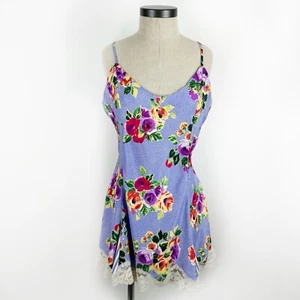 Vintage Gold Label Victoria's Secret Large Satin Lace Floral Slip Dress Lingerie - Picture 1 of 15