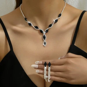 Conjunto de 2 piezas de joyería de moda regalo para mujer diseñador noble fiesta pendientes collar - Imagen 1 de 1