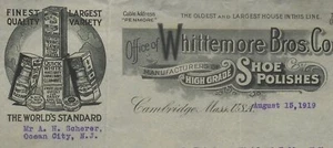 1919 Whittemore Bros. Corp. Shoe Polish A. H. Scherer Ocean City NJ Cambridge MA - Picture 1 of 1