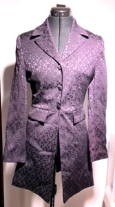 New Look Jacket Women 3/4 Long Purple Embossed Floral Pattern Frosted Size 10 - Picture 1 of 19