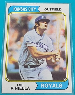 1974 Topps #390 Lou Piniella Kansas City Royals BASEBALL Card R6 - Image 1 of 2
