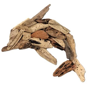 SEESTERN Treibholz Deko mit Delphin ( 33 cm ) Motiv Wanddeko Driftwood Holzdeko - Bild 1 von 5