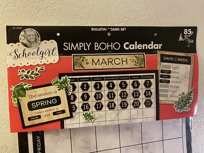 Conjunto de tablón de anuncios calendario boho estilo colegiala simplemente boho calendario de pared Foto 1 de 4