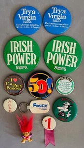 Lot of 14 Pins and Pin Back Buttons - Various Businesses and Themes - Picture 1 of 2