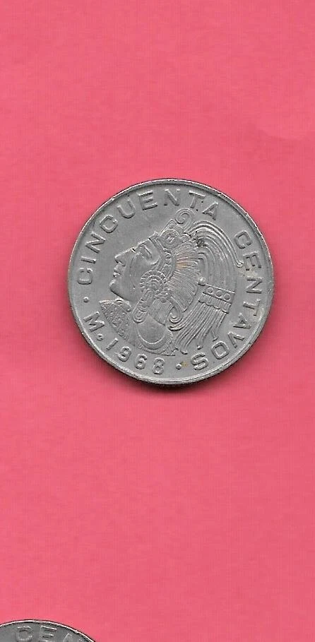 MOEDA MEXICANA MEXICANA KM451 1968 MUITO BOA CIRCULADA ANTIGA 50 CENTAVOS - Imagem 1 de 1