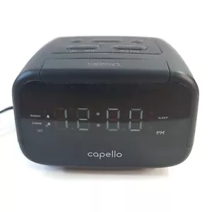 [SEE VIDEO] Capello CR15 Sleep Easy Digital Alarm Clock  AM/FM Radio Black WORKS - Picture 1 of 11