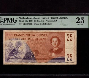 Olanda Nuova Guinea 25 fiorini 1954 P-15a * PMG VF 25 * Regina Giuliana * - Foto 1 di 8