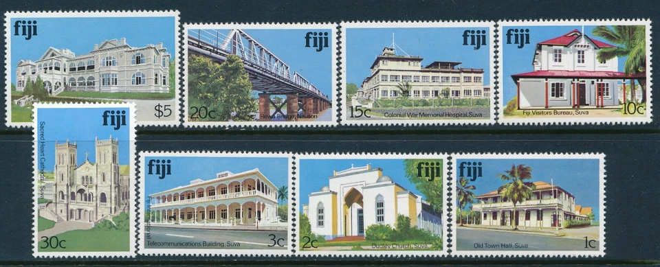 Juego de piezas de arquitectura FIJI 1979 de 8 a $5 fino como nuevo MNH Foto 1 de 1