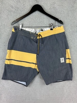 VOLCOM Surf Board Shorts Mens 34 SLINGERS Style Rear Pocket Multi-Colors Gray - Image 1 of 4