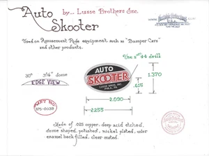 Auto Skooter Lusse Bros. Bumper Car Name Plate Amusement Ride - Picture 1 of 7