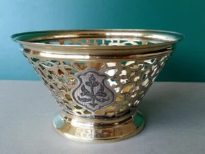 RARE ANTIQUE GOLD PLATED RUSSIAN SILVIER NIELLO lacework CANDY HOLDERS BOWL - Picture 1 of 12